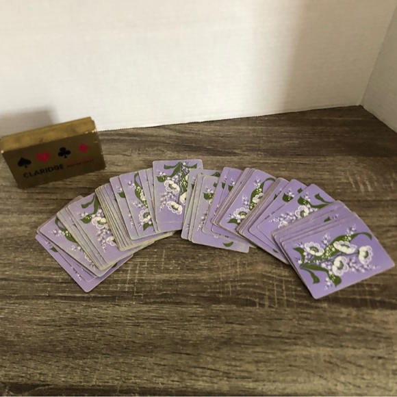 Vtg Claridge Purple Floral Playing Cards - Picture 5 of 10